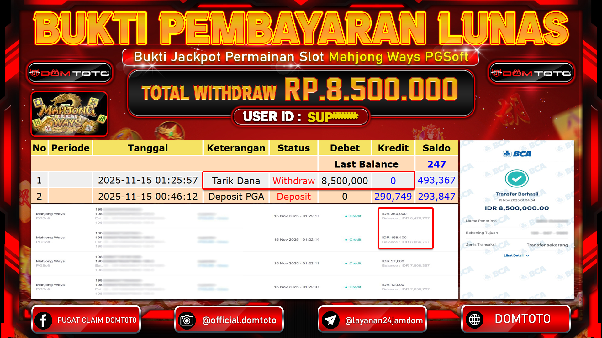 JACKPOT SLOT Mahjong Ways PGSoft 15 NOVEMBER 2025